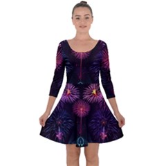 Happy New Year New Years Eve Fireworks In Australia Quarter Sleeve Skater Dress by Sapixe