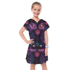 Happy New Year New Years Eve Fireworks In Australia Kids  Drop Waist Dress by Sapixe