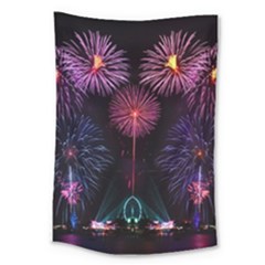 Happy New Year New Years Eve Fireworks In Australia Large Tapestry by Sapixe