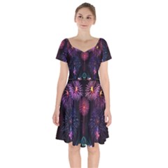 Happy New Year New Years Eve Fireworks In Australia Short Sleeve Bardot Dress by Sapixe