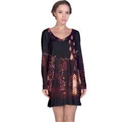 Holiday Lights Christmas Yard Decorations Long Sleeve Nightdress by Sapixe