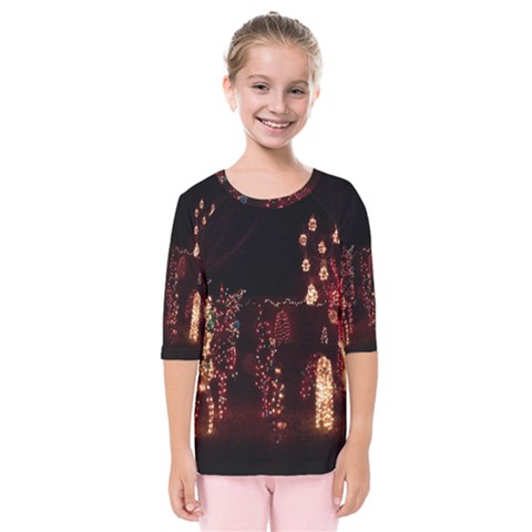 Holiday Lights Christmas Yard Decorations Kids  Quarter Sleeve Raglan Tee by Sapixe