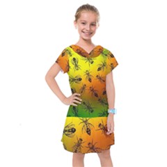 Insect Pattern Kids  Drop Waist Dress by Sapixe