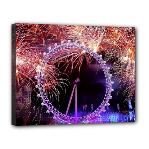 Happy New Year Clock Time Fireworks Pictures Canvas 14  X 11  by Sapixe