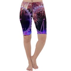 Happy New Year Clock Time Fireworks Pictures Cropped Leggings  by Sapixe