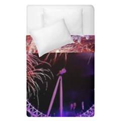 Happy New Year Clock Time Fireworks Pictures Duvet Cover Double Side (single Size) by Sapixe