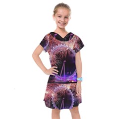 Happy New Year Clock Time Fireworks Pictures Kids  Drop Waist Dress by Sapixe