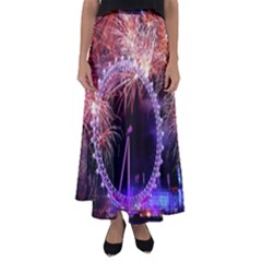 Happy New Year Clock Time Fireworks Pictures Flared Maxi Skirt by Sapixe