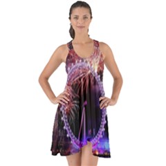 Happy New Year Clock Time Fireworks Pictures Show Some Back Chiffon Dress by Sapixe