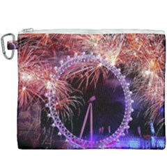 Happy New Year Clock Time Fireworks Pictures Canvas Cosmetic Bag (xxxl) by Sapixe