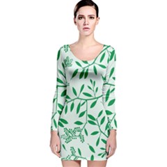 Leaves Foliage Green Wallpaper Long Sleeve Velvet Bodycon Dress by Sapixe