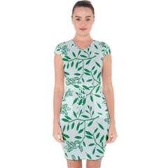 Leaves Foliage Green Wallpaper Capsleeve Drawstring Dress  by Sapixe