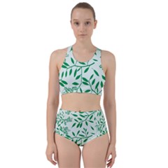 Leaves Foliage Green Wallpaper Racer Back Bikini Set by Sapixe