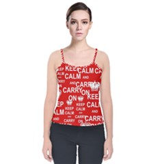 Keep Calm And Carry On Velvet Spaghetti Strap Top