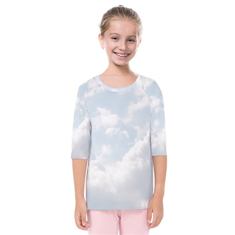 Light Nature Sky Sunny Clouds Kids  Quarter Sleeve Raglan Tee by Sapixe