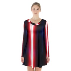 Lights Pattern Long Sleeve Velvet V-neck Dress by Sapixe