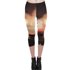 Kuwait Liberation Day National Day Fireworks Capri Leggings  by Sapixe