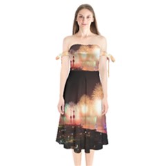 Kuwait Liberation Day National Day Fireworks Shoulder Tie Bardot Midi Dress by Sapixe