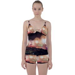 Kuwait Liberation Day National Day Fireworks Tie Front Two Piece Tankini by Sapixe