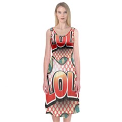 Lol Comic Speech Bubble  Vector Illustration Midi Sleeveless Dress by Sapixe