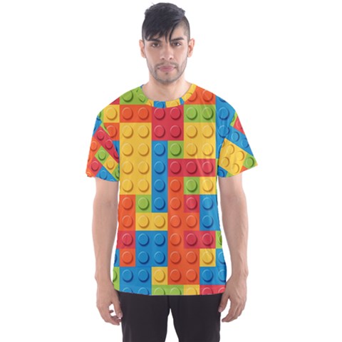 Lego Bricks Pattern Men s Sports Mesh Tee by Sapixe