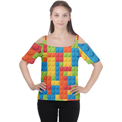 Lego Bricks Pattern Cutout Shoulder Tee by Sapixe