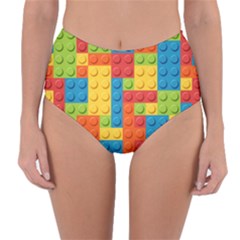 Lego Bricks Pattern Reversible High-waist Bikini Bottoms by Sapixe