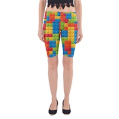 Lego Bricks Pattern Yoga Cropped Leggings by Sapixe