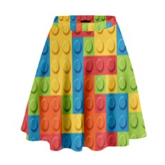 Lego Bricks Pattern High Waist Skirt by Sapixe