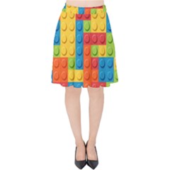 Lego Bricks Pattern Velvet High Waist Skirt by Sapixe