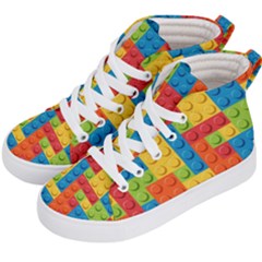 Lego Bricks Pattern Kid s Hi-top Skate Sneakers by Sapixe