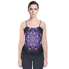 Mandala Circular Pattern Velvet Spaghetti Strap Top