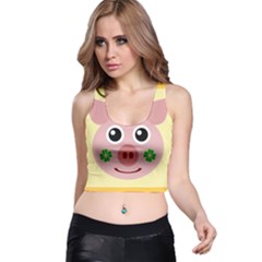 Luck Lucky Pig Pig Lucky Charm Racer Back Crop Top by Sapixe