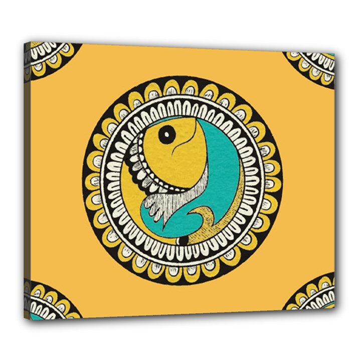 Madhubani Fish Indian Ethnic Pattern Canvas 24  x 20 