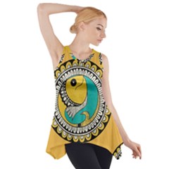 Madhubani Fish Indian Ethnic Pattern Side Drop Tank Tunic by Sapixe