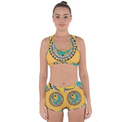 Madhubani Fish Indian Ethnic Pattern Racerback Boyleg Bikini Set by Sapixe