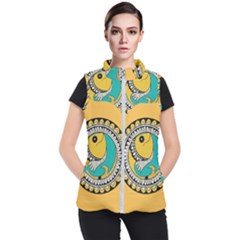 Madhubani Fish Indian Ethnic Pattern Women s Puffer Vest by Sapixe