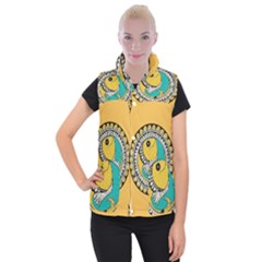 Madhubani Fish Indian Ethnic Pattern Women s Button Up Vest by Sapixe