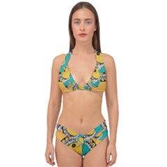 Madhubani Fish Indian Ethnic Pattern Double Strap Halter Bikini Set by Sapixe