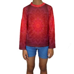 Mandala Ornament Floral Pattern Kids  Long Sleeve Swimwear by Sapixe