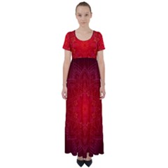 Mandala Ornament Floral Pattern High Waist Short Sleeve Maxi Dress by Sapixe