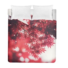 Maple Leaves Red Autumn Fall Duvet Cover Double Side (full/ Double Size) by Sapixe