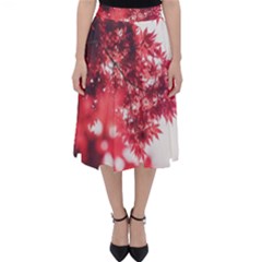 Maple Leaves Red Autumn Fall Folding Skater Skirt