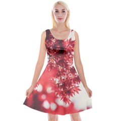 Maple Leaves Red Autumn Fall Reversible Velvet Sleeveless Dress by Sapixe