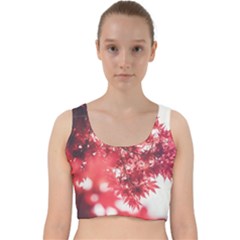 Maple Leaves Red Autumn Fall Velvet Racer Back Crop Top