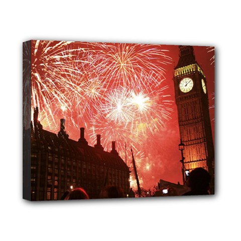 London Celebration New Years Eve Big Ben Clock Fireworks Canvas 10  X 8  by Sapixe