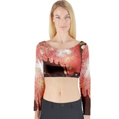 London Celebration New Years Eve Big Ben Clock Fireworks Long Sleeve Crop Top by Sapixe