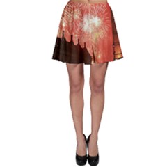 London Celebration New Years Eve Big Ben Clock Fireworks Skater Skirt by Sapixe