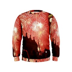 London Celebration New Years Eve Big Ben Clock Fireworks Kids  Sweatshirt by Sapixe