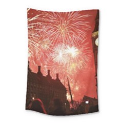 London Celebration New Years Eve Big Ben Clock Fireworks Small Tapestry by Sapixe